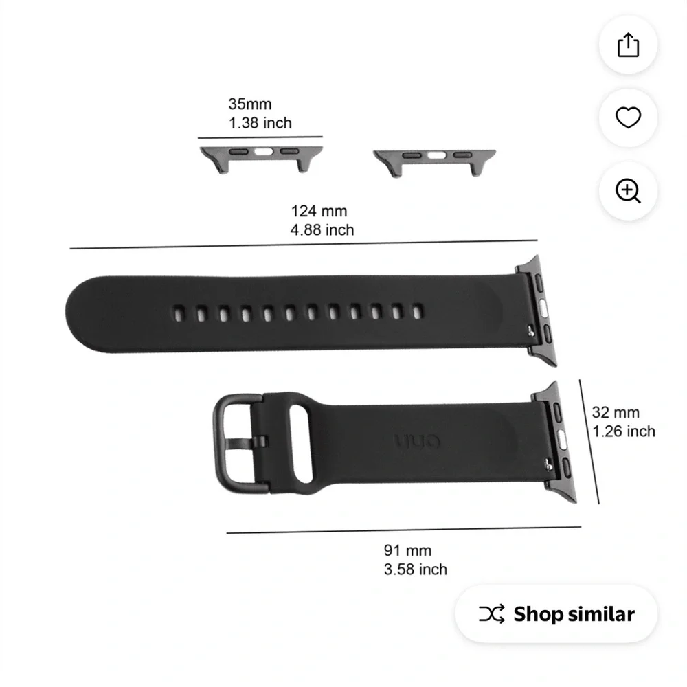 Add Onn. Universal Fit Black Silicone Watch Band New